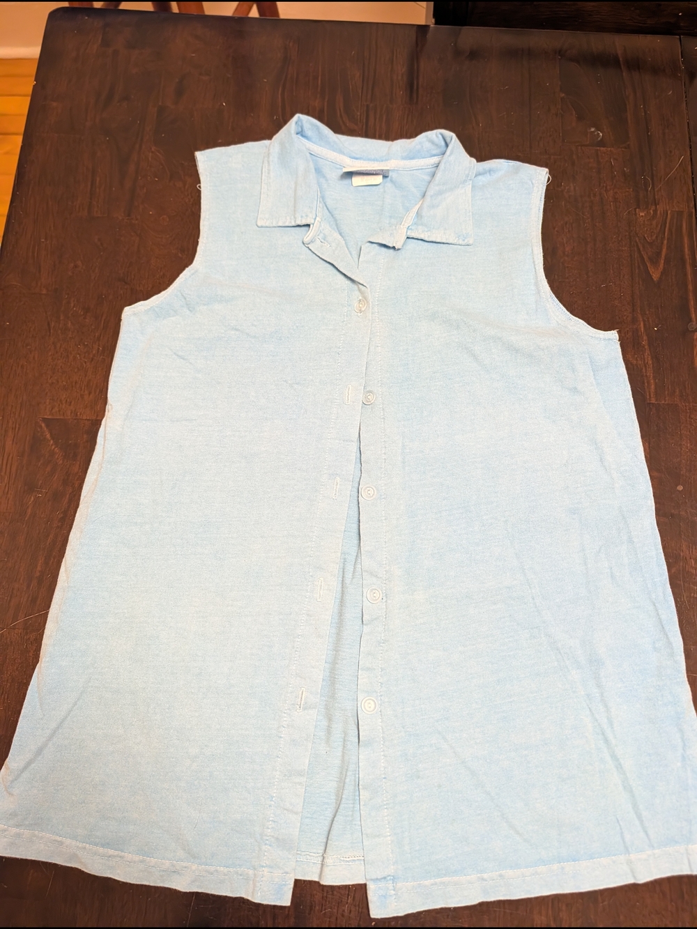 fresh Produce Women's Sleeveless Button-Front Tunic Light Blue